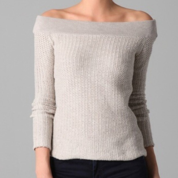 James Perse Sweaters - James Perse Off Shoulder Sweater Linen Cream S